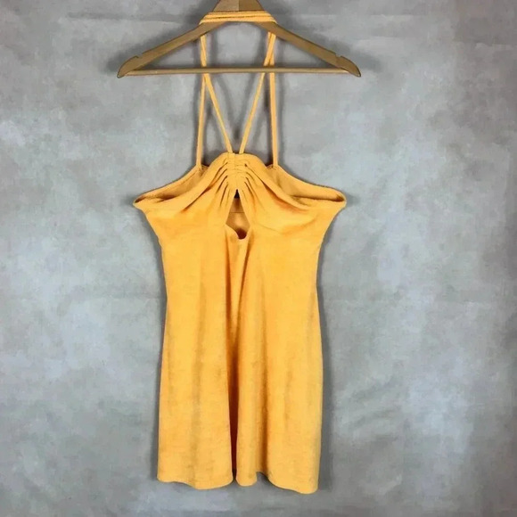 H&M Orange Terry Halter Beach Summer Dress LARGE - Picture 7 of 13